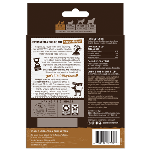 Earth Animal Venison No-Hide Dog and Cat Stix