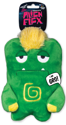 Spunky Pup Alien Flex Plush Toy Gro